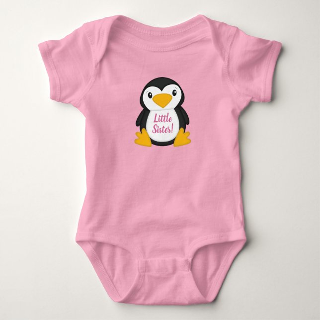 Pinguin Baby Dusche Rosa Strampler (Vorderseite)