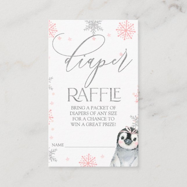 Pinguin Baby Duwer Diaper Rafflett-Ticket einfügen Visitenkarte (Vorderseite)