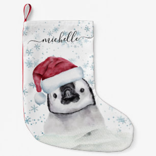 Pinguin Baby Monogramm Name Schriftzug Kleiner Weihnachtsstrumpf