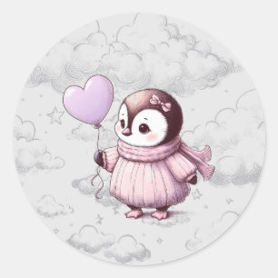 Pinguin-Baby-Party Runder Aufkleber