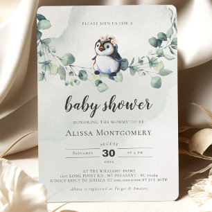 Pinguin-Baby-Shower-Mädchen Einladung