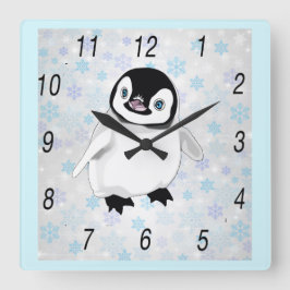 Pinguin-Baby-Wanduhr Quadratische Wanduhr