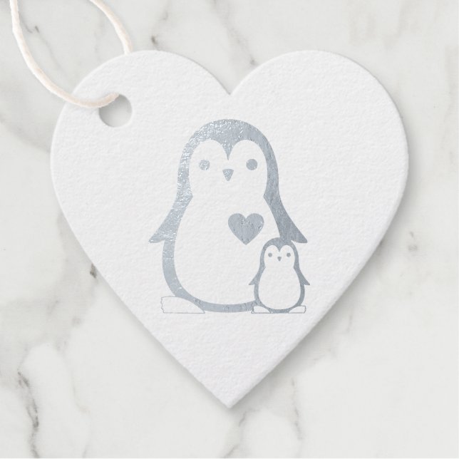 Pinguin-Babydusche Geschenkanhänger (Vorderseite)