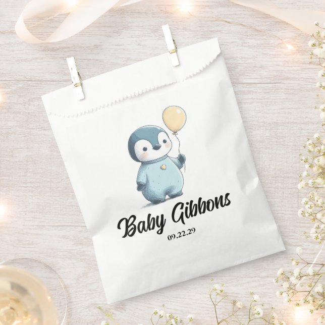 Pinguin-Babydusche Geschenktütchen (Ausgeschnitten)