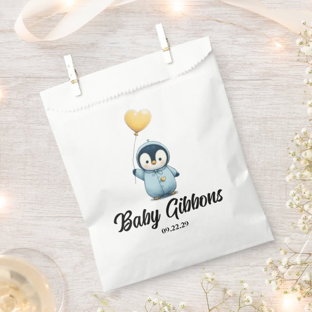 Pinguin-Babydusche Geschenktütchen (Ausgeschnitten)