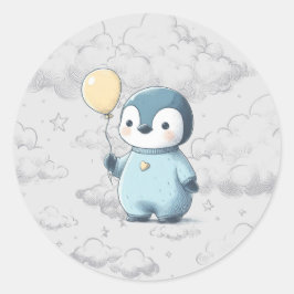 Pinguin-Babydusche Runder Aufkleber