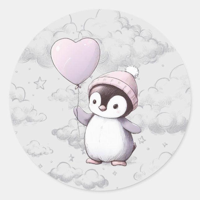 Pinguin-Babydusche Runder Aufkleber (Vorderseite)