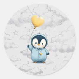 Pinguin-Babydusche Runder Aufkleber