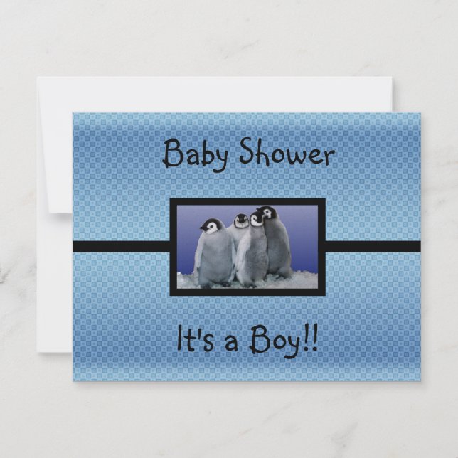 Pinguin-Babyparty-Junge Einladung (Vorderseite)