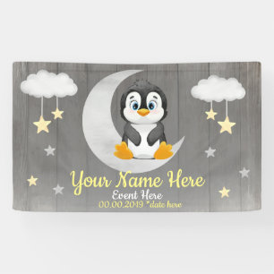 Pinguin Backmoon Stars Gelbes Namensbanner Banner