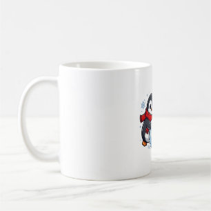 Pinguin baut Schneemann Winter Kaffeetasse