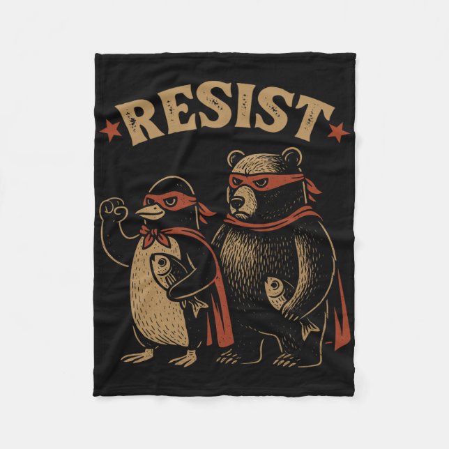 Pinguin Bear Flippers Up Residence Funny Pinguins  Fleecedecke (Vorderseite)