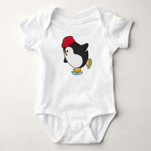 Pinguin bei Ice Skaten mit Hut Baby Strampler