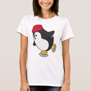 Pinguin bei Ice Skaten mit Hut T-Shirt