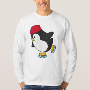 Pinguin bei Ice Skaten mit Hut T-Shirt