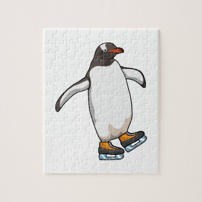 Pinguin bei Ice Skaten mit Ice-Skaten (Vertikal)