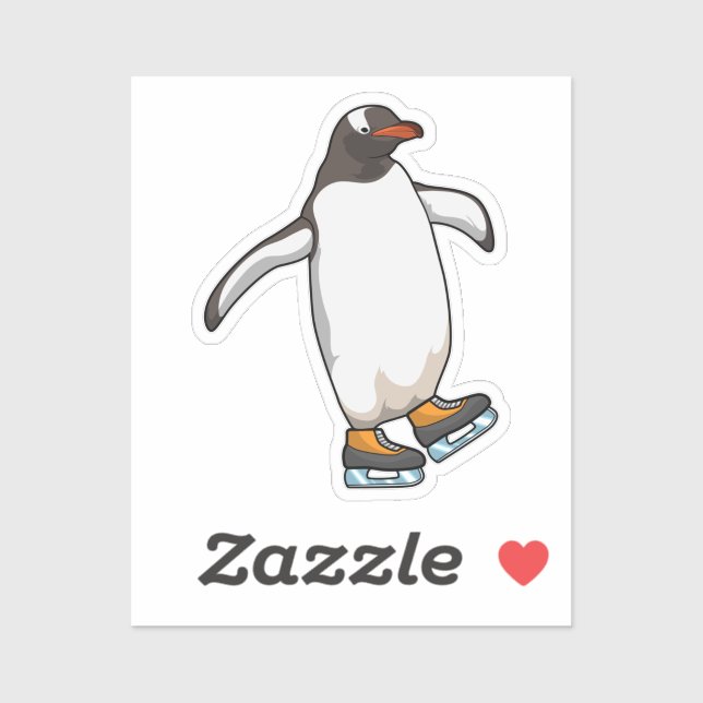 Pinguin bei Ice Skaten mit Ice-Skaten Aufkleber (Blatt)