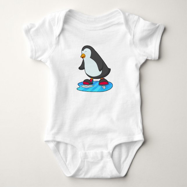 Pinguin bei Ice Skaten mit Ice-Skaten Baby Strampler (Vorderseite)