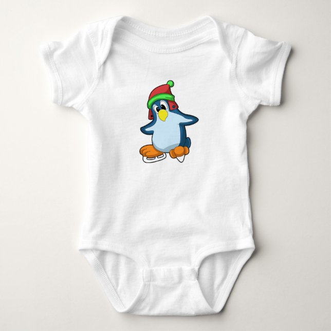 Pinguin bei Ice Skaten mit Ice-Skaten Baby Strampler (Vorderseite)