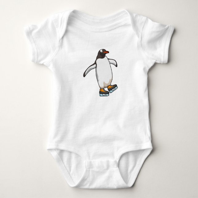 Pinguin bei Ice Skaten mit Ice-Skaten Baby Strampler (Vorderseite)