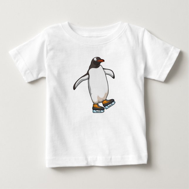 Pinguin bei Ice Skaten mit Ice-Skaten Baby T-shirt (Vorderseite)