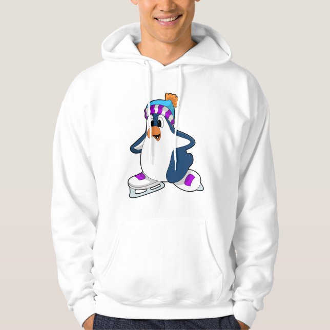 Pinguin bei Ice Skaten mit Ice-Skaten Hoodie (Vorderseite)