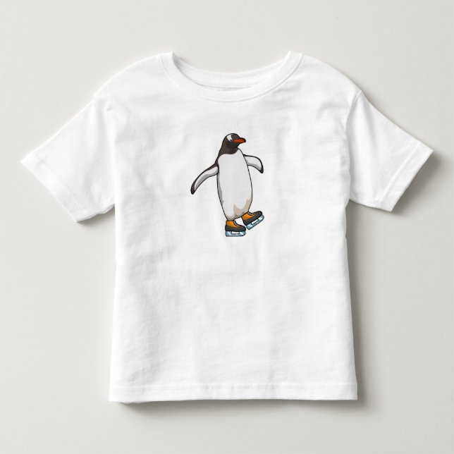Pinguin bei Ice Skaten mit Ice-Skaten Kleinkind T-shirt (Vorderseite)
