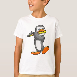 Pinguin bei Musik mit Flute T-Shirt