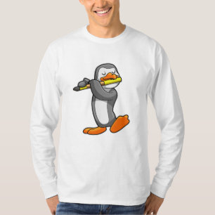 Pinguin bei Musik mit Flute T-Shirt
