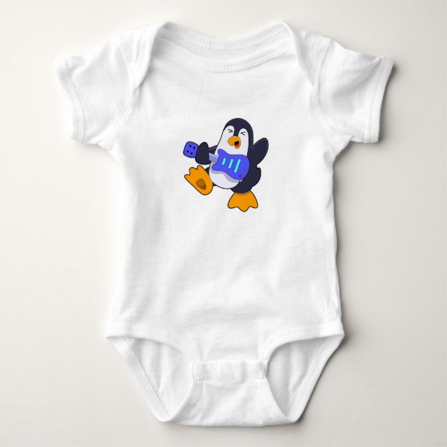 Pinguin bei Musik mit Gitarre Baby Strampler (Vorderseite)