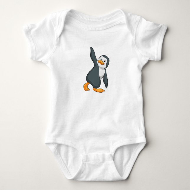 Pinguin bei Yoga-Stretching-Übungen Baby Strampler (Vorderseite)