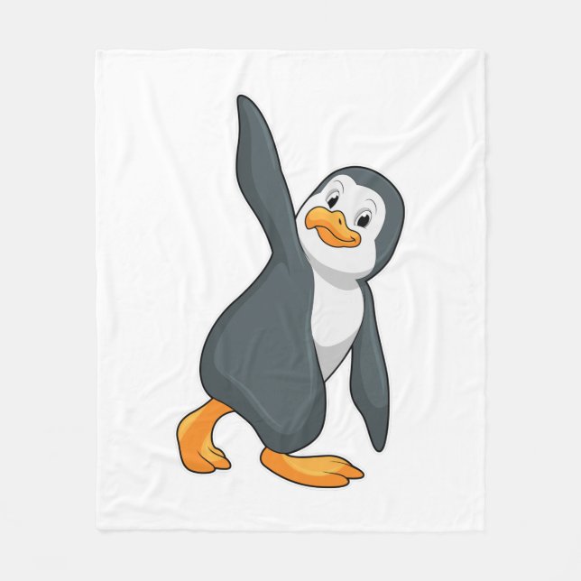 Pinguin bei Yoga-Stretching-Übungen Fleecedecke (Vorderseite)
