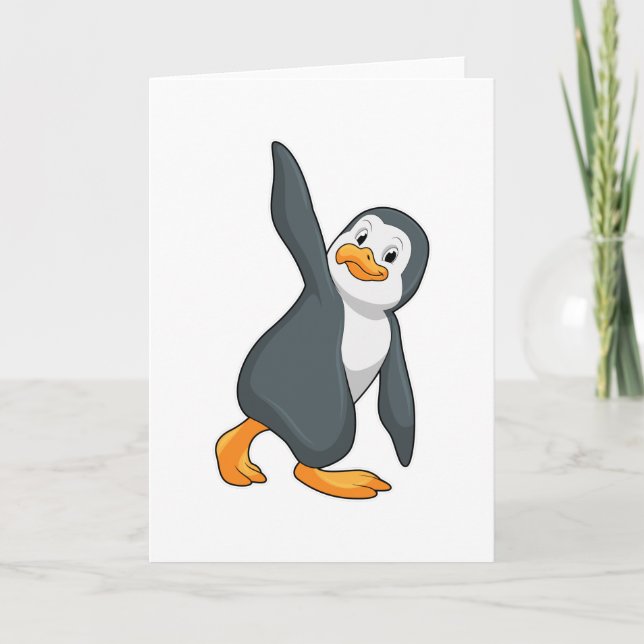 Pinguin bei Yoga-Stretching-Übungen Karte (Vorderseite)