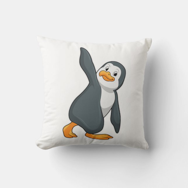 Pinguin bei Yoga-Stretching-Übungen Kissen (Vorderseite)