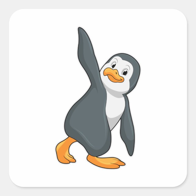 Pinguin bei Yoga-Stretching-Übungen Quadratischer Aufkleber (Vorderseite)