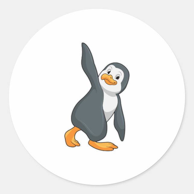 Pinguin bei Yoga-Stretching-Übungen Runder Aufkleber (Vorderseite)