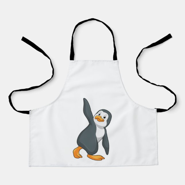 Pinguin bei Yoga-Stretching-Übungen Schürze (Vorderseite)