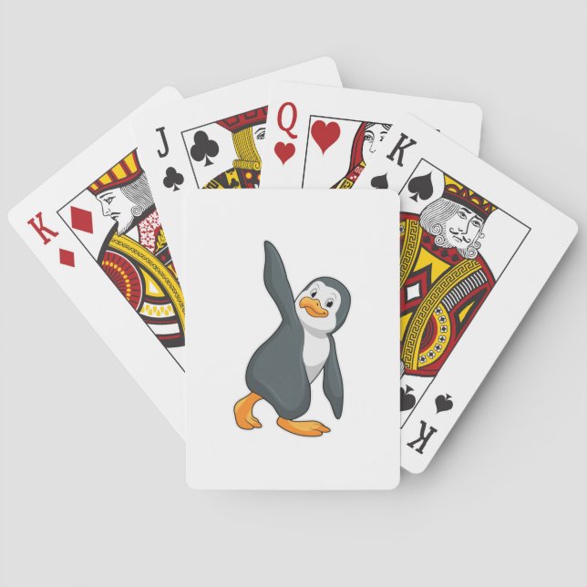 Pinguin bei Yoga-Stretching-Übungen Spielkarten (Rückseite)