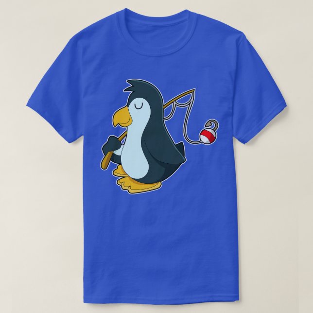 Pinguin beim Angeln mit Angelrute T-Shirt (Design vorne)