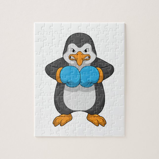 Pinguin beim Boxen mit Boxhandschuhen (Vertikal)