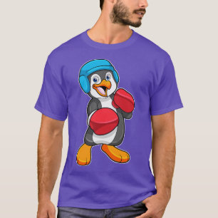 Pinguin beim Boxen mit Boxhandschuhen Helm T-Shirt