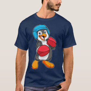 Pinguin beim Boxen mit Boxhandschuhen Helm T-Shirt