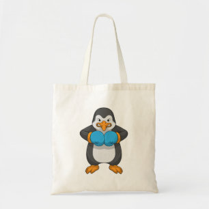 Pinguin beim Boxen mit Boxhandschuhen Tragetasche
