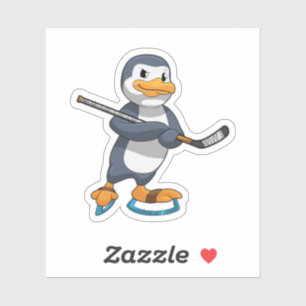 Pinguin beim Eishockey mit Eishockeyschläger Aufkleber