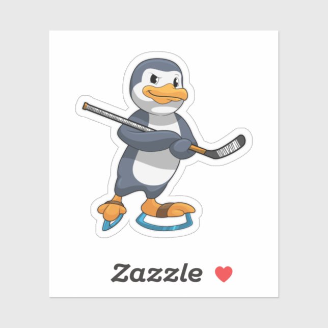 Pinguin beim Eishockey mit Eishockeyschläger Aufkleber (Blatt)