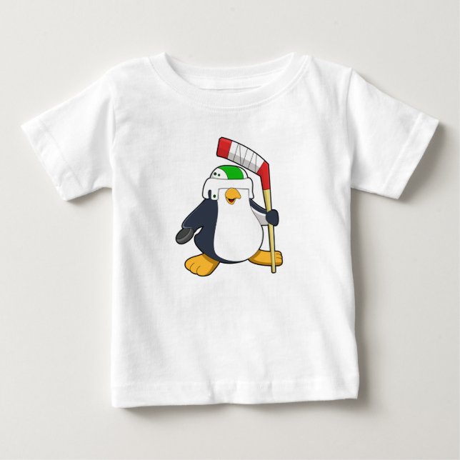 Pinguin beim Eishockey mit Eishockeyschläger Baby T-shirt (Vorderseite)