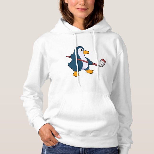 Pinguin beim Eishockey mit Eishockeyschläger Hoodie (Vorderseite)