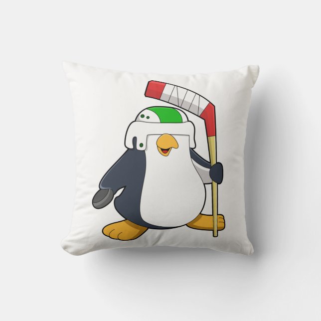 Pinguin beim Eishockey mit Eishockeyschläger Kissen (Vorderseite)