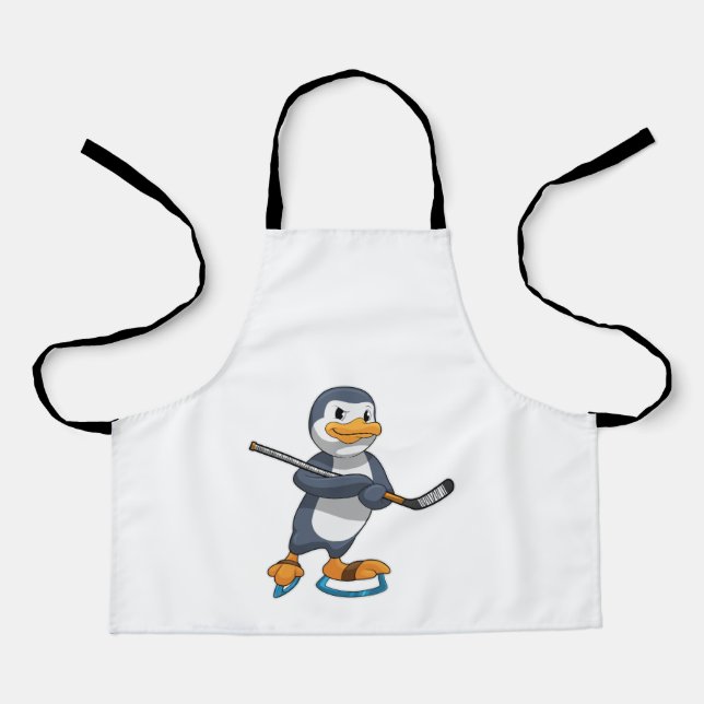 Pinguin beim Eishockey mit Eishockeyschläger Schürze (Vorderseite)