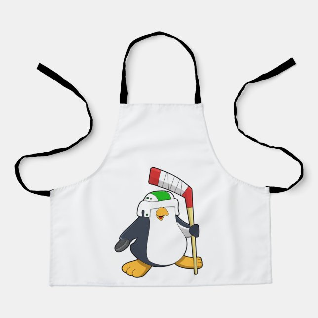 Pinguin beim Eishockey mit Eishockeyschläger Schürze (Vorderseite)